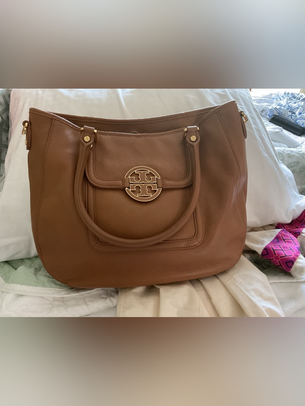 Tory Burch Camel Leather Tote